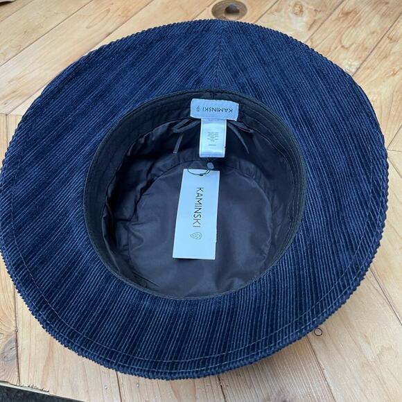 NWT Helen Kaminski Deep Ocean Navy Blue Luther Velvetty Cotton Bucket Hat - Picture 5 of 10